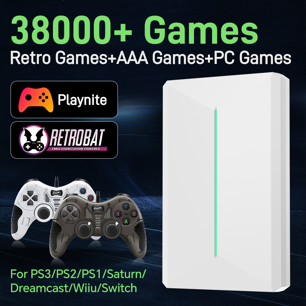Retro Gaming Emulator Pc - Playnite&Retrobat 500GB Game Hard Drive Consoles