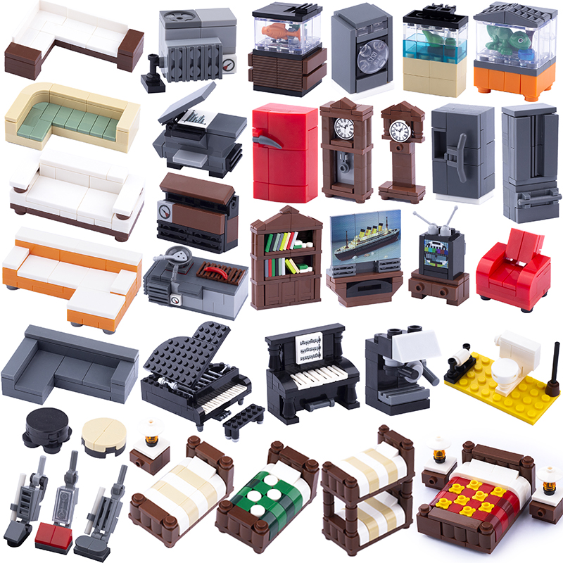 Retro Gaming Lego - MOC City House Furniture Building Blocks