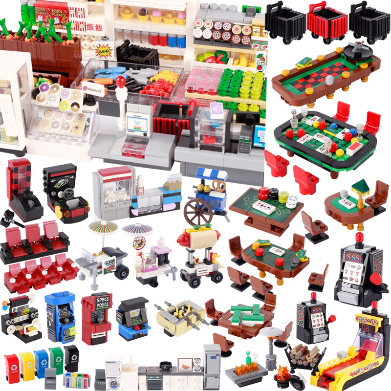 Retro Gaming Lego - City Street View Scene Building Blocks