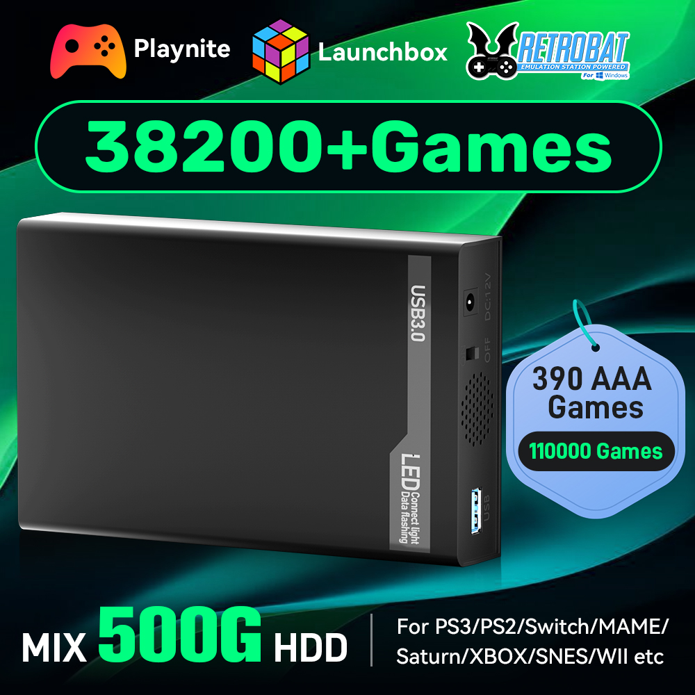 Retro Gaming Play Zone - MIX500G Game Hard Drive With 38200+