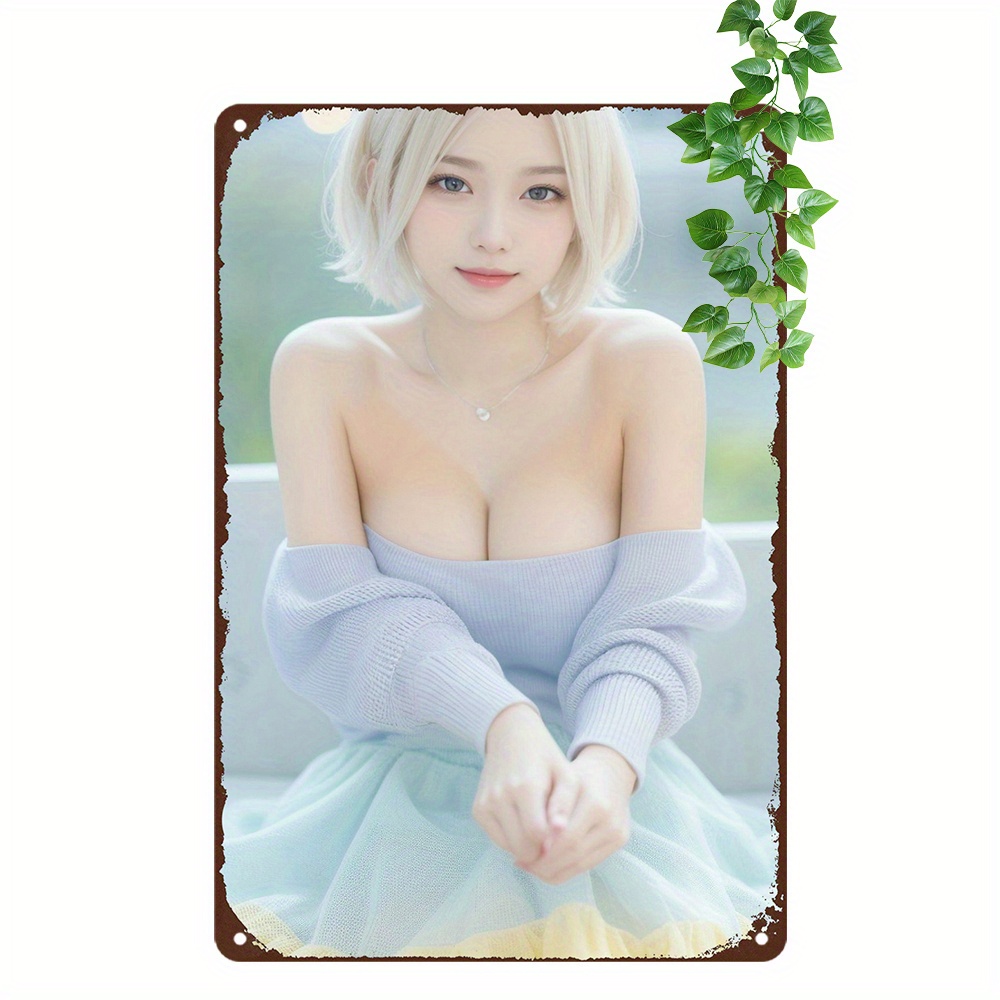 Retro Gaming Cafe - Anime Girl Aluminum Metal Sign Retro