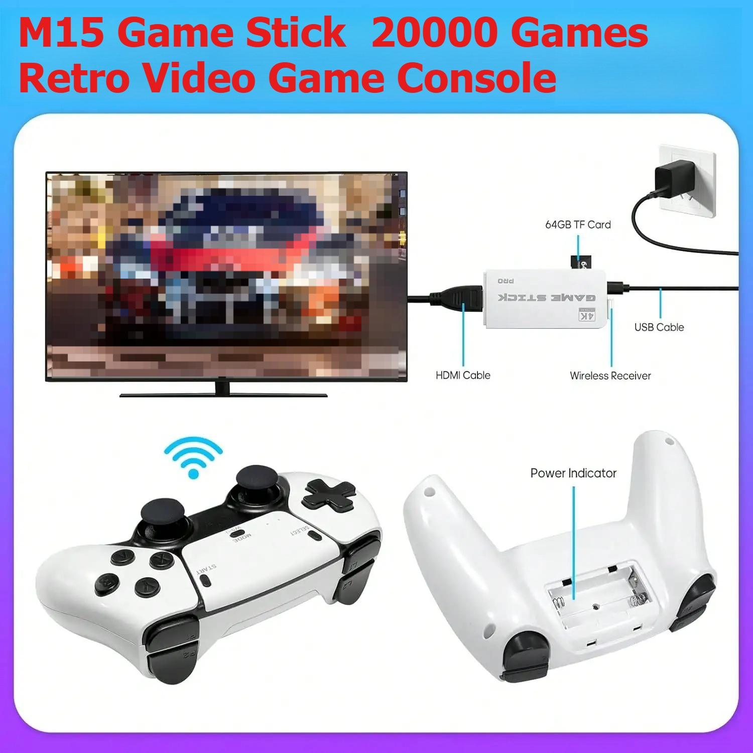Retro Gaming Joystick - M15 Retro Video Game Console 2.4G
