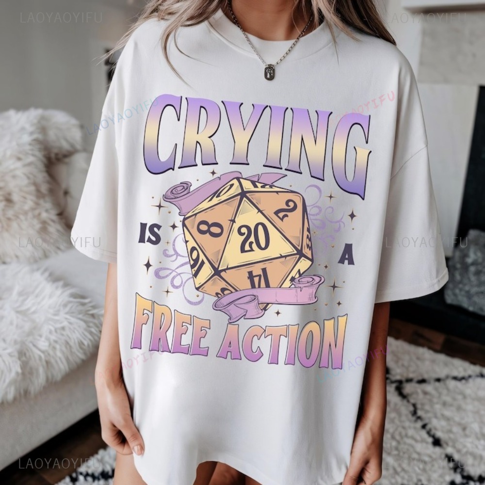 Funny DnD Crying Is A Free Act - Retro Gaming T Shirt บทวิจารณ์และราคา