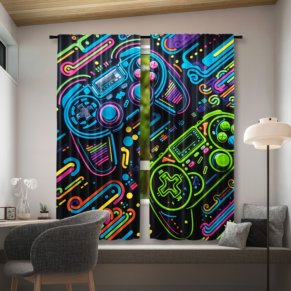 Neon Game Controller Curtains  - Retro Gaming Cafe บทวิจารณ์และราคา