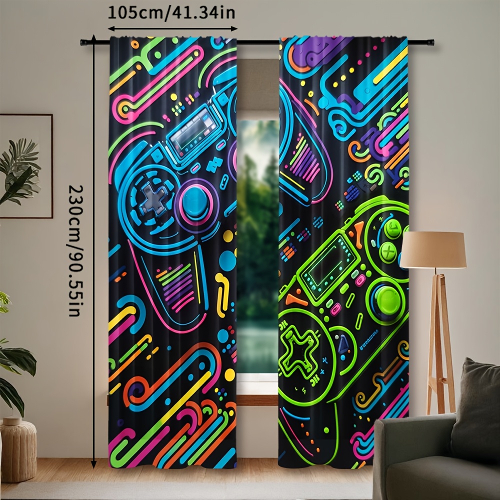 Neon Game Controller Curtains  - Retro Gaming Cafe บทวิจารณ์และราคา