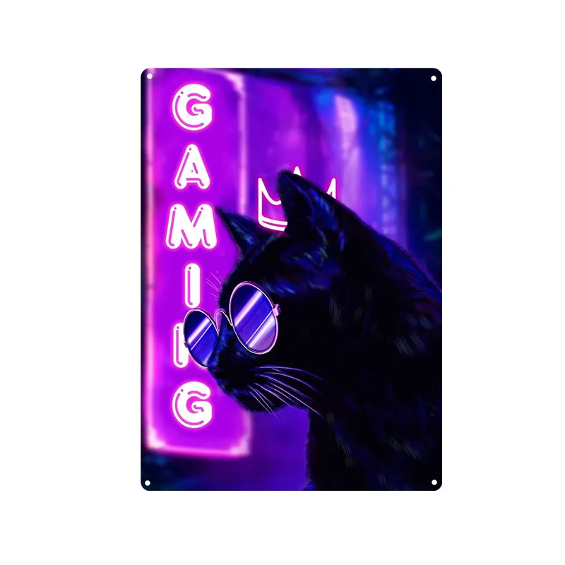 Gaming Cat Metal Sign Savage G - Retro Gaming Cafe บทวิจารณ์และราคา