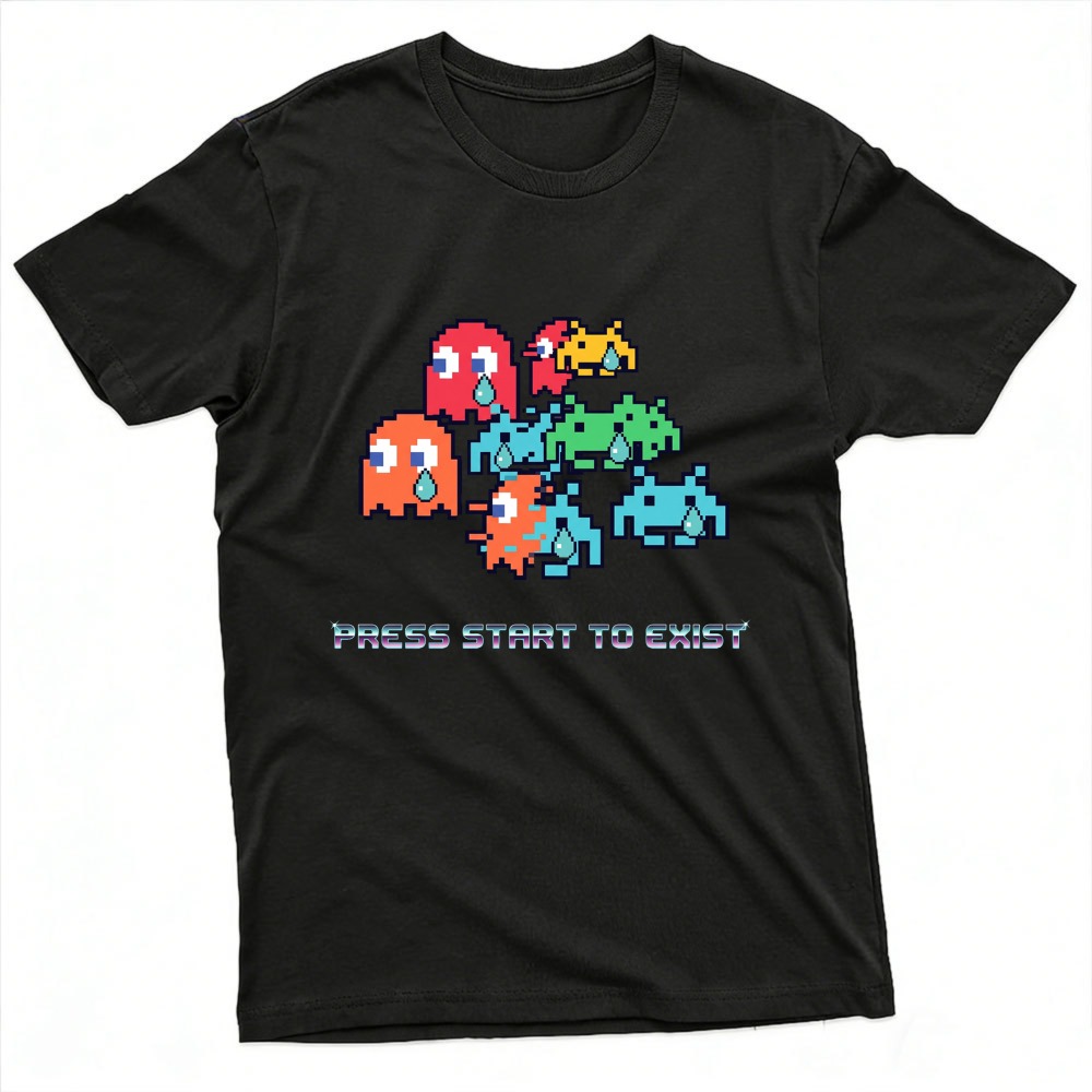 Press Start To Exist Funny Ret - Retro Gaming Meme บทวิจารณ์และราคา