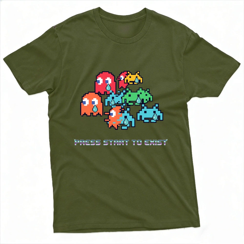 Press Start To Exist Funny Ret - Retro Gaming Meme บทวิจารณ์และราคา