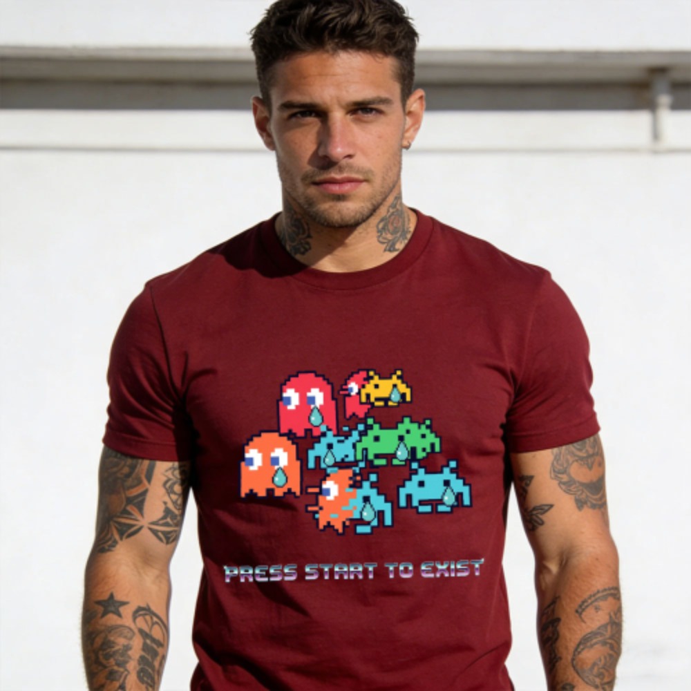 Press Start To Exist Funny Ret - Retro Gaming Meme บทวิจารณ์และราคา
