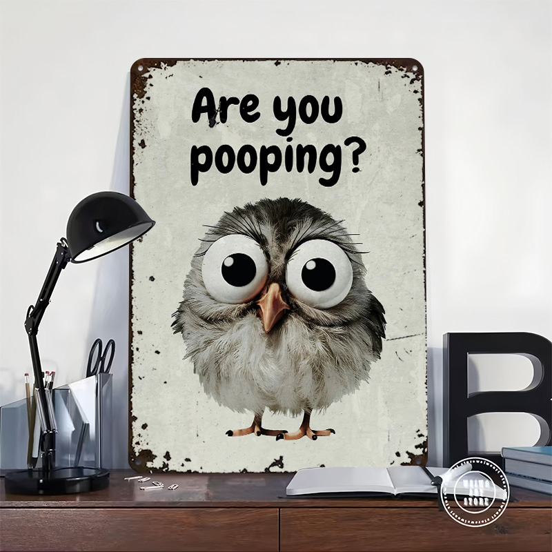 Funny Owl Bathroom Meme Poster - Retro Gaming Meme บทวิจารณ์และราคา