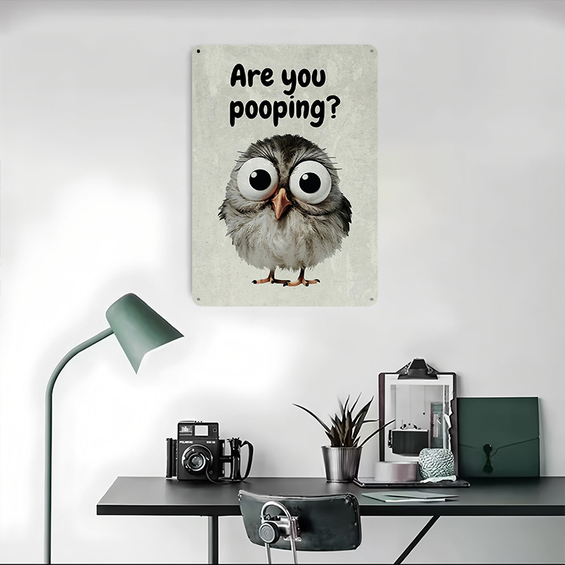 Funny Owl Bathroom Meme Poster - Retro Gaming Meme บทวิจารณ์และราคา