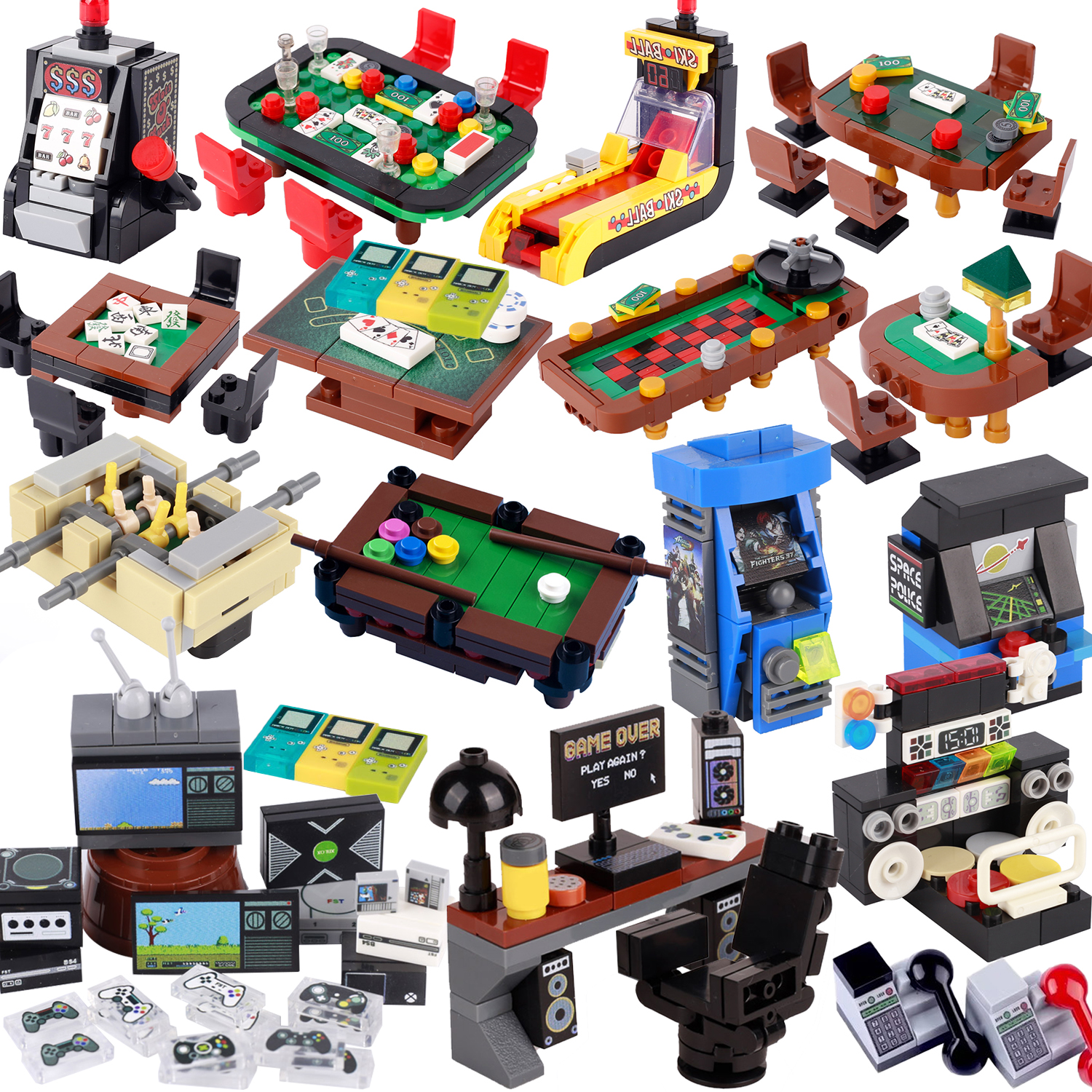 MOC City Poker Table Slots Ski - Retro Gaming Lego บทวิจารณ์และราคา