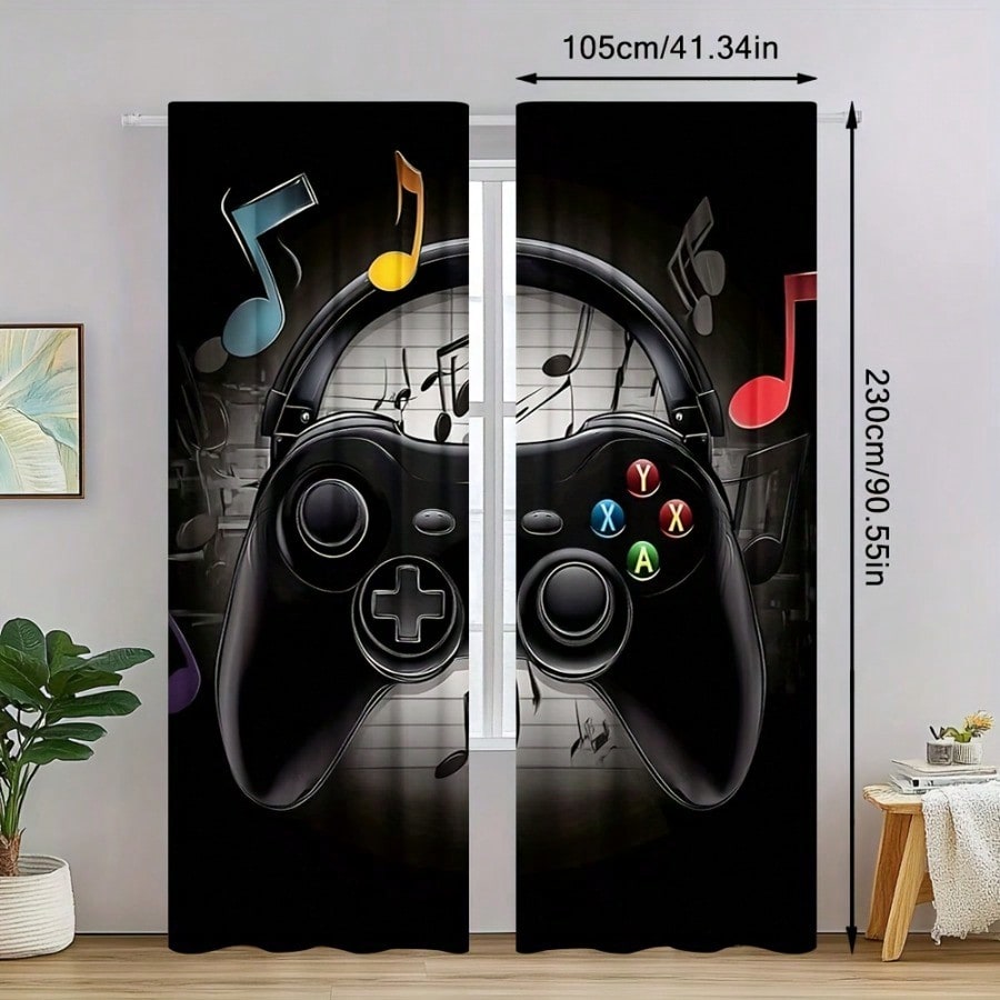 2pcs Retro Gaming Room Curtain - Retro Gaming Cafe บทวิจารณ์และราคา