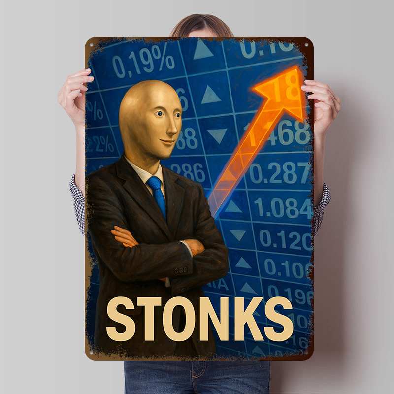 Stonks Meme Man Poster Customi - Retro Gaming Meme บทวิจารณ์และราคา