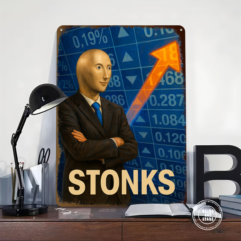 Stonks Meme Man Poster Customi - Retro Gaming Meme บทวิจารณ์และราคา