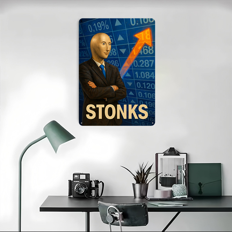 Stonks Meme Man Poster Customi - Retro Gaming Meme บทวิจารณ์และราคา