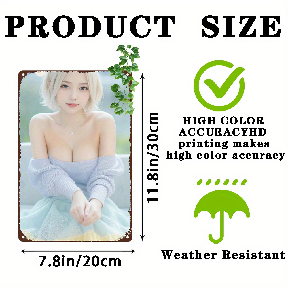 Anime Girl Aluminum Metal Sign - Retro Gaming Cafe บทวิจารณ์และราคา